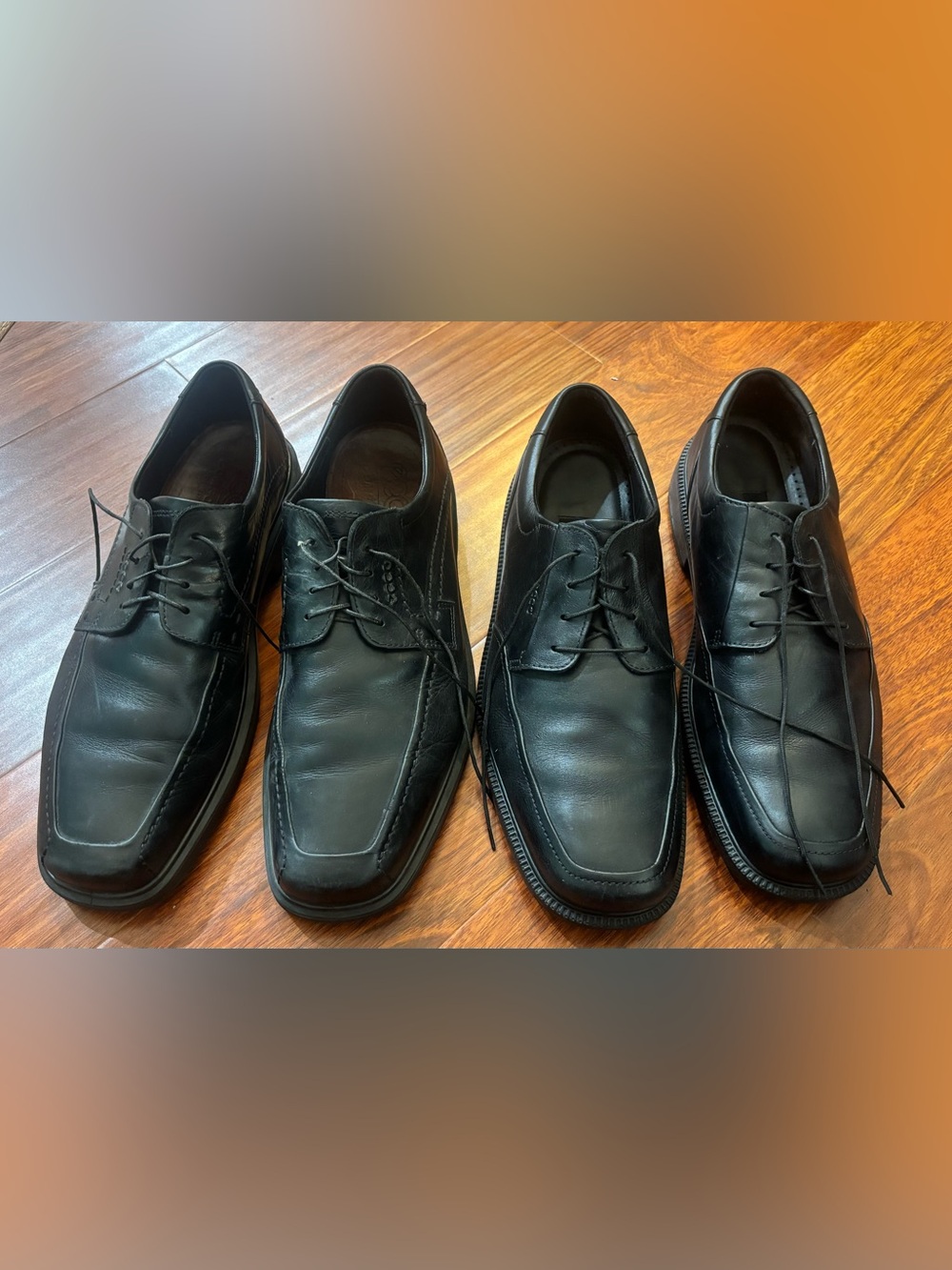 ECCO Black Leather Dress Shoes 2 pair Size 48 US 15